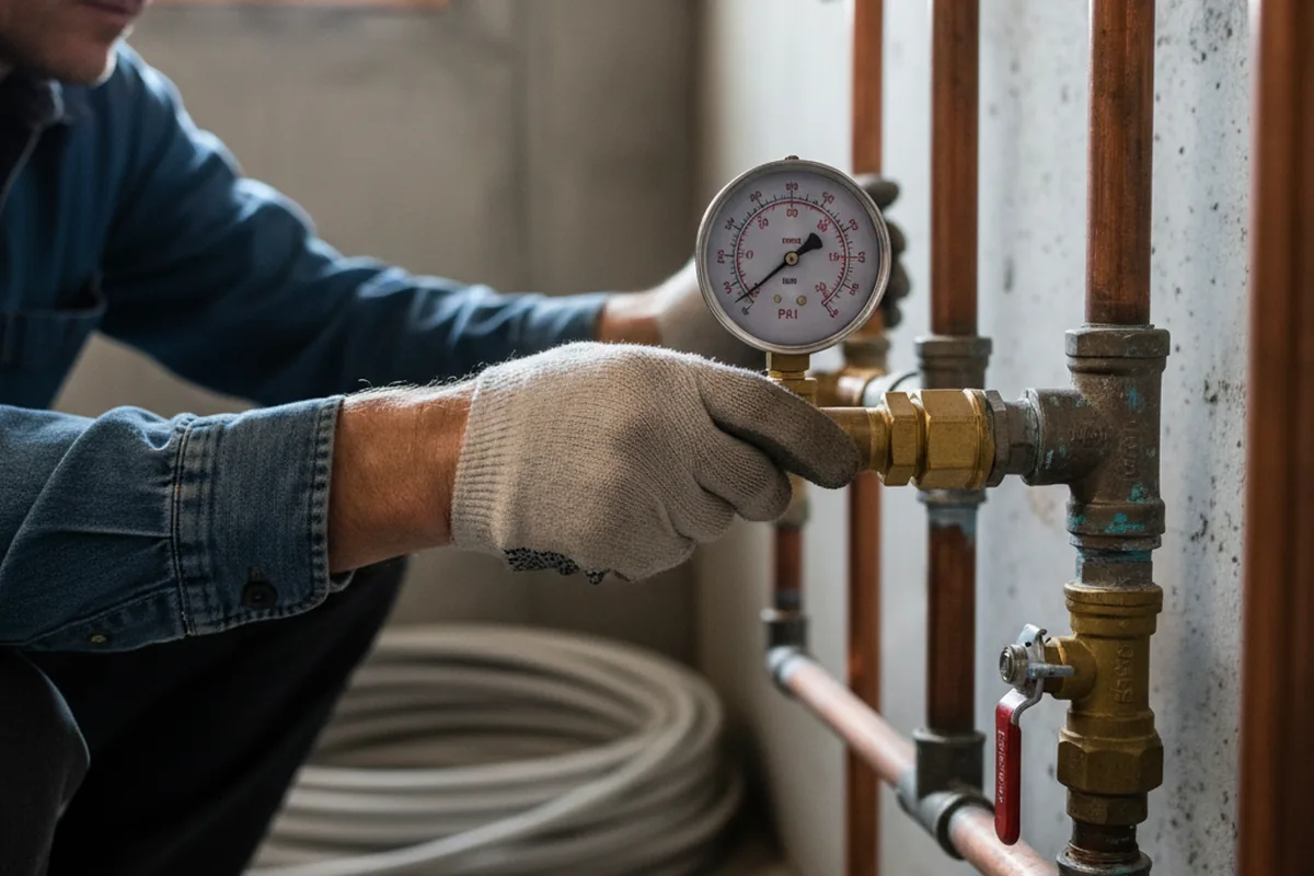 Pressure testing a repaired line during Water Line Repair in Woodacre
